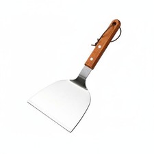Espátula para barbacoa acero inoxidable hoja estable cómodo mango de madera para teppanyaki
