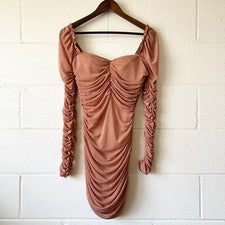 Vestido ceñido al cuerpo ajustado transparente manga larga Nova de moda para mujer pequeño