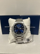 Reloj Montres Prestige de acero inoxidable con bisel de cristal esfera azul