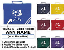 Bolsa de libros escolar de fútbol personalizada niños niños niñas PE gimnasio nombre regalo manejado