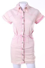 Vestido vaquero Bershka Garment Dyed XS rosa polvo NUEVO