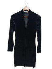 Vestido mujer manga larga MNG talla 38 negro mini elegante poliéster