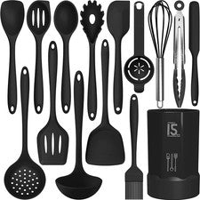 Juego Utensilios Cocina Silicona Resistente Al Calor Espatula Pinzas Batidor