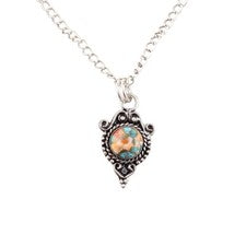Piedra Ostra Espinosa Redonda Nuevo Compromiso Boho Colgante Joyería Plata de...