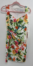 Nuevo con etiquetas Vestido Vaina Siena Para Mujer 4 Blanco Multi Estampado Floral Plisado Lateral Moda