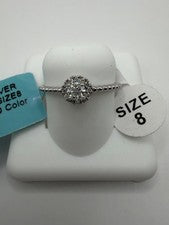 Anillo con halo de moissanita blanca redondo de plata de ley 925 #R90 talla 8 0,23 CTW