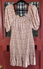 Mini Vestido Para Mujer As U Wish Clásico Rosa Polvoriento Floral Manga Corta Talla XS