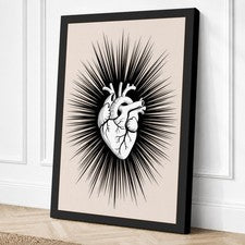 Arte de pared con impresión en lienzo moderno que irradia corazón decoración del hogar listo para colgar