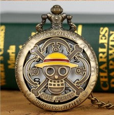 Bronze Color Anime One piece Pocket Watch Quartz Chain