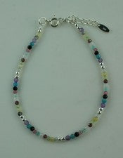 pulsera colorida con diferentes cuentas de piedras preciosas plata longitud 16 - 19 cm