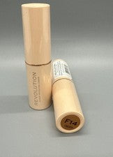 Base en barra base rápida Makeup Revolution Beauty paquete de 2 tonos sellados F14