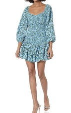 Mini vestido Darby con volantes manga abullonada Likely para mujer - talla 2, azul y verde