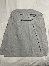 Camiseta Vineyard Vines Vintage Ballena Manga Larga Gráfico Bolsillo Niños XL Gris
