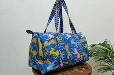 Bolsos de viaje estampados de tigre azul indio bolsos de lona acolchados para mujer EE. UU.