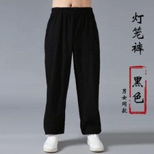 Pantalones de Tai Chi Sueltos Para Hombres Informales Cómodos de Lino Estilo Chino