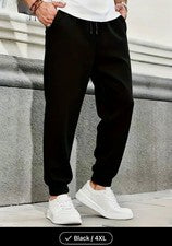 Pantalones deportivos largos informales negros 4 XL = ¡Talla 48 para hombre con forro para pantalones de primavera!!