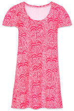Vestido para mujer - Vestido de palma estampado - Mini vestido - Mediano - Algodón - Rosa Rojo