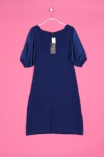 Vestido AVANT PREMIERE punto mangas abullonadas M azul índigo NUEVO