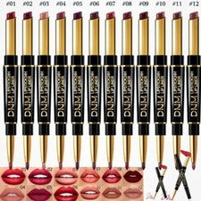 Lápiz labial impermeable de doble cabeza delineador de labios lápiz mate maquillaje de larga duración