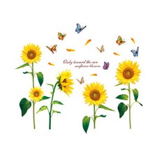 Elegante pegatina de pared de girasol para decoración de habitaciones extraíble y ecológica