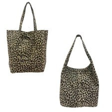 Bolso shopper de terciopelo de cuero rugoso de leopardo bandolera gamuza Italia Leo