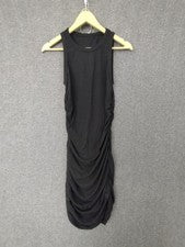 Vestido para mujer M negro sin mangas ceñido al cuerpo cuello redondo acanalado