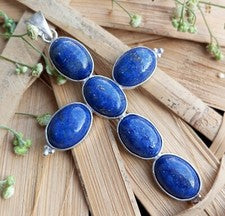Lapislázuli Piedras Preciosas 925 Chapadas en Plata de Ley 1 pieza Santa Cruz Colgante Joyería