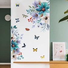 Pegatinas de pared con flores mariposa arte de pared calcomanías decoración hogar sala 30*90 cm