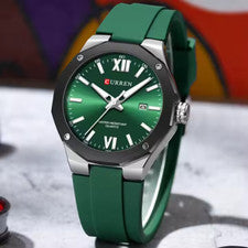 Orologio Da Polso Curren 8465 Uomo Analogico Quarzo Lusso Verde lac