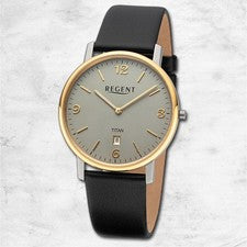 Regent Reloj De Cuero Para Hombre Con Correa De Cuero Quarz Negro URF1450