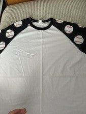 Camiseta estilo béisbol JLT para mujer mangas negras talla grande camiseta de béisbol mamá