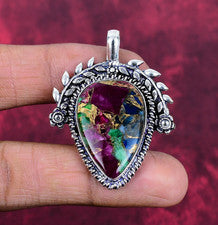 Joyería colgante de plata de ley 925 hecha a mano con piedras preciosas turquesa dalia rosa