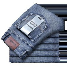 Pantalones de mezclilla clásicos de moda elásticos rectos informales de negocios para hombre