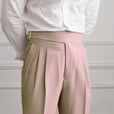 Para hombres Gurkha Estilo Británico Cintura Alta Pierna Recta Traje Pantalones Retro Pantalones