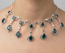Collar de joyería de plata de ley 925 hecho a mano con piedras preciosas de topacio azul de Londres talla 18