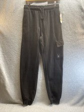 PANTALÓN DE SUDOR SPYDER Hombres S Negro Cintura Elástica Tirar de Cuerda Suave Bolsillos de Carga