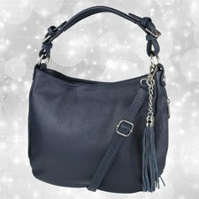 Toscanto Damen Schultertasche Shopper Leder Tasche blau OTT134SB