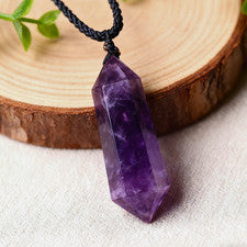 Colgante Punto Hexagonal Piedra Amatista Natural Curación Mujeres Hombres Collar Regalo