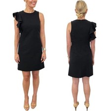 Vestido Vaina Julia Jordan Para Mujer Aqua Un Hombro Volantes Negro Talla 6 Nuevo con Etiquetas, $99