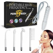 Varita de alta frecuencia PeakBody Skin Renew - Juego facial de electroterapia de argón de 4 piezas