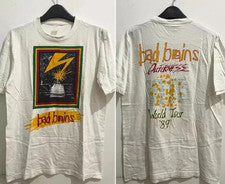 Camiseta Bad Brains World Tour '89 2 Caras Blanca Manga Corta Estilo Clásico