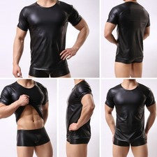 Moda Hombre Camisetas Tops Transpirable Clubwear Cuello Redondo Sexy Manga Corta