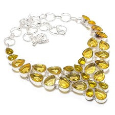 Collar de joyas de piedras preciosas de citrino hecho a mano 18"