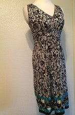 Vestido vaina Studio M para mujer cuello en V sin mangas negro blanco XS