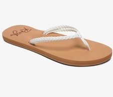 Chanclas ROXY PARA MUJER.COSTAS SANDALIAS TANGA COSTAS IMITACIÓN CUERO BLANCO PLAYA S24