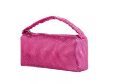 NINA Trixie -T Bolso de hombro clutch de malla con asa acanalada para mujer en fucsia/rosa