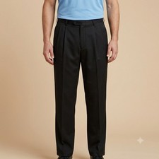 Pantalones Haggar Work to Weekend caqui para hombre 38x29 negros plisados calce clásico nuevos con etiquetas