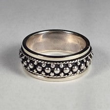 Anillo inquieto giratorio diseño cuentas caviar peso pesado plata esterlina talla 10 nuevo de stock