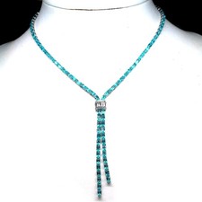 Natural Paraiba Blue Apatite Cubic Zircon Necklace 17 in Handmade Fine Jewelry