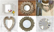 Espejo de pared colgante decoración del hogar alas de ángel emplumado corazón plateado envejecido